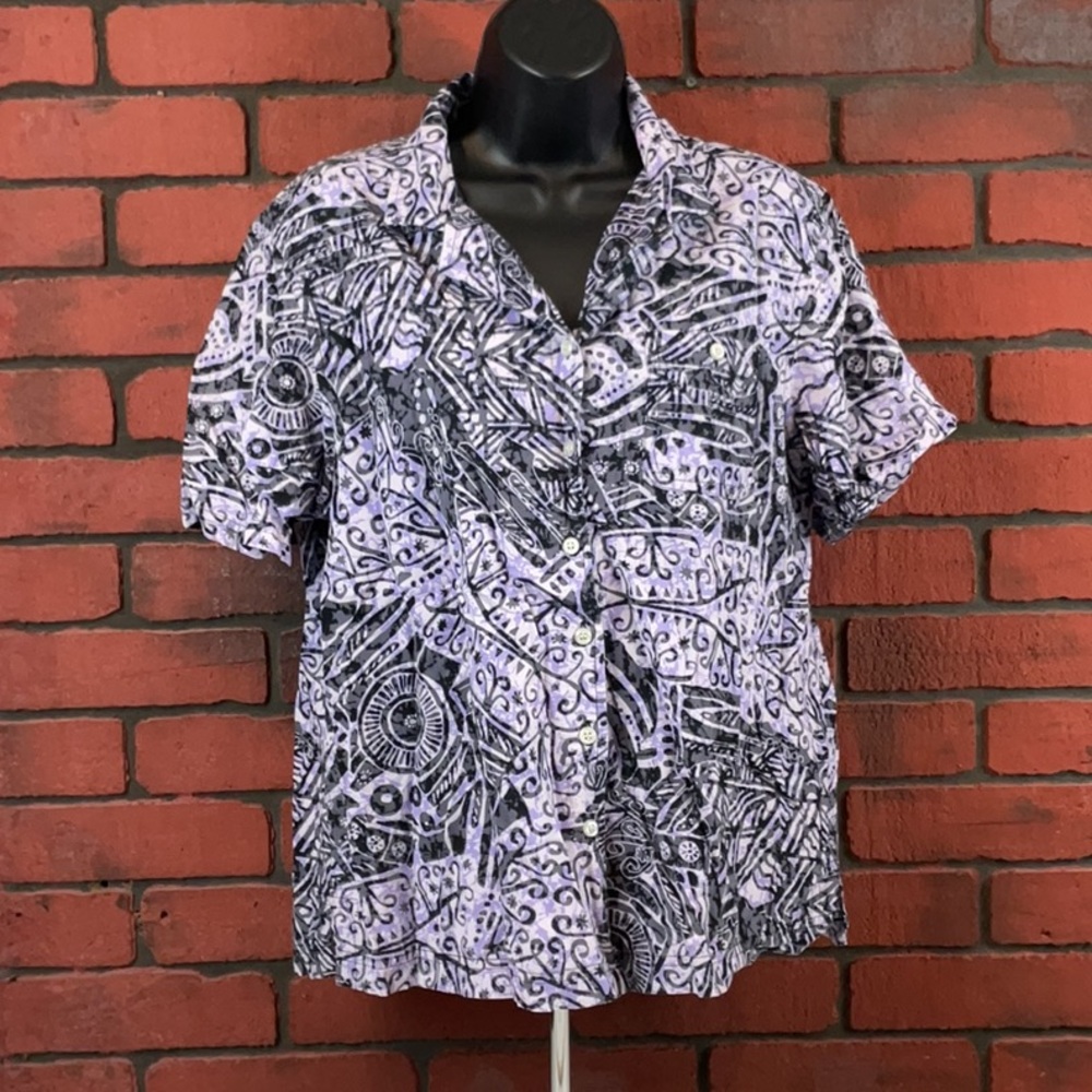 Cappagallo‎ Shirt Womens Large Purple Button Down